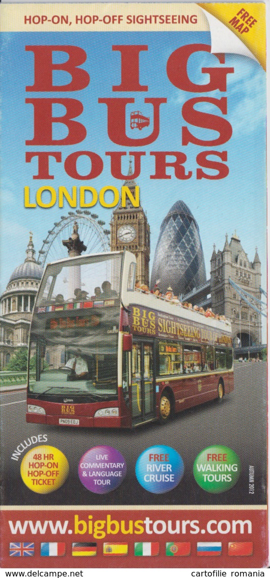 London Big Bus Tours Illustrated Edition, 12 Pages, Tourist Brochure Brochure Touristique Map Karte - Cartes Routières