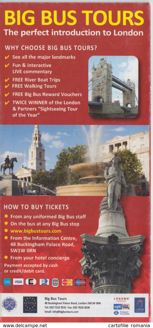 London Big Bus Tours Illustrated Edition, 12 Pages, Tourist Brochure Brochure Touristique Map Karte - Cartes Routières