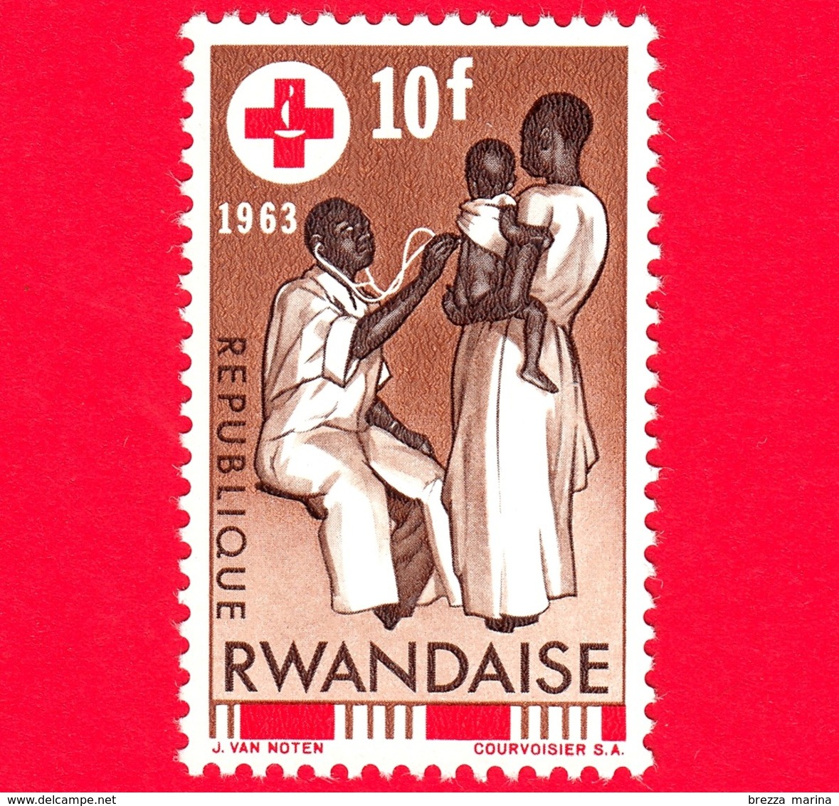 Nuovo - MNH - RWANDA - 1963 - Centenario Della Croce Rossa - Assistenza Sanitaria - 10 - Nuovi