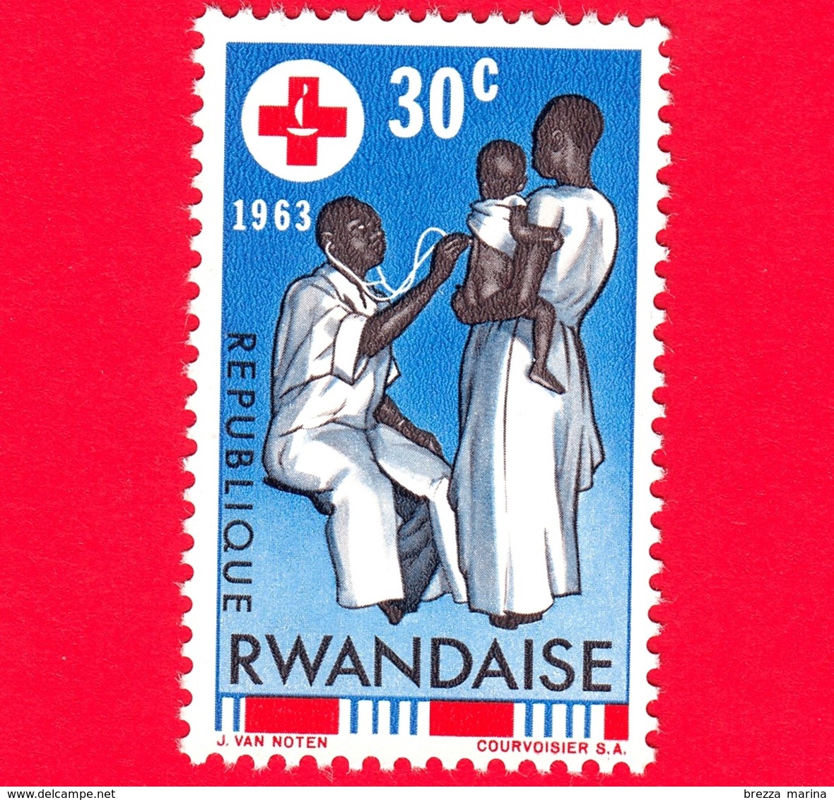 Nuovo - MNH - RWANDA - 1963 - Centenario Della Croce Rossa - Assistenza Sanitaria - 30 - Nuovi