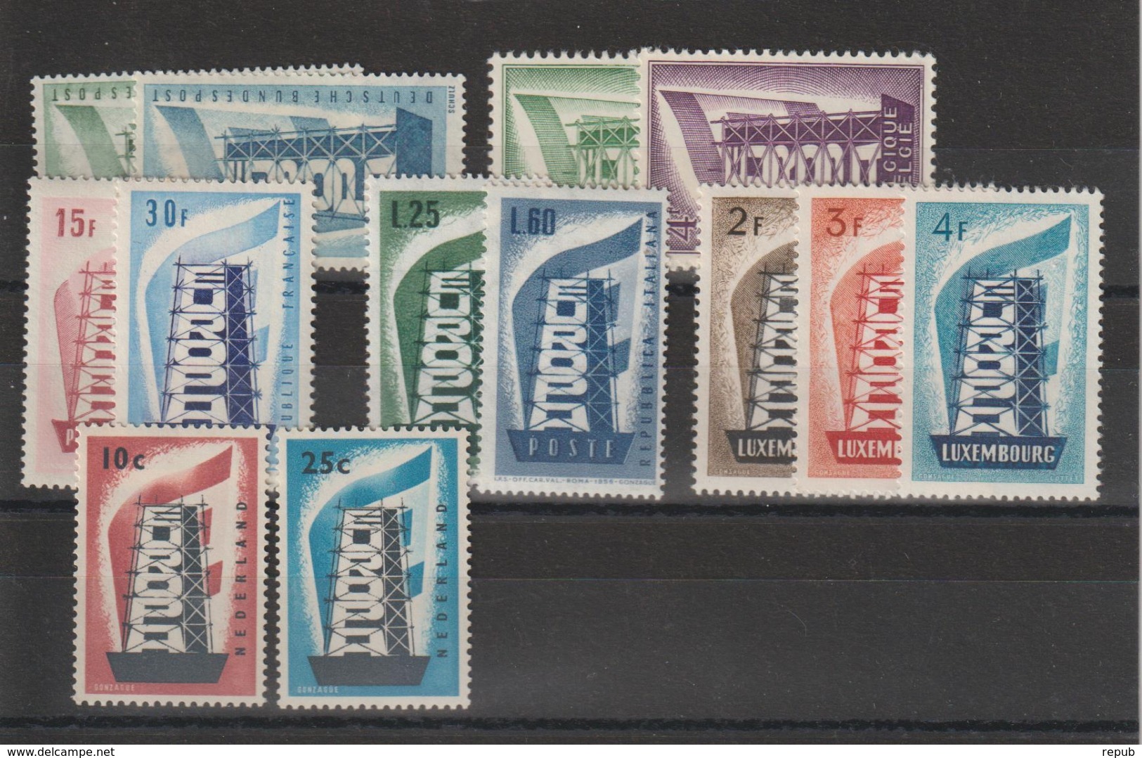 Europa Année Complète 1956 13 Val ** MNH - Komplette Jahrgänge