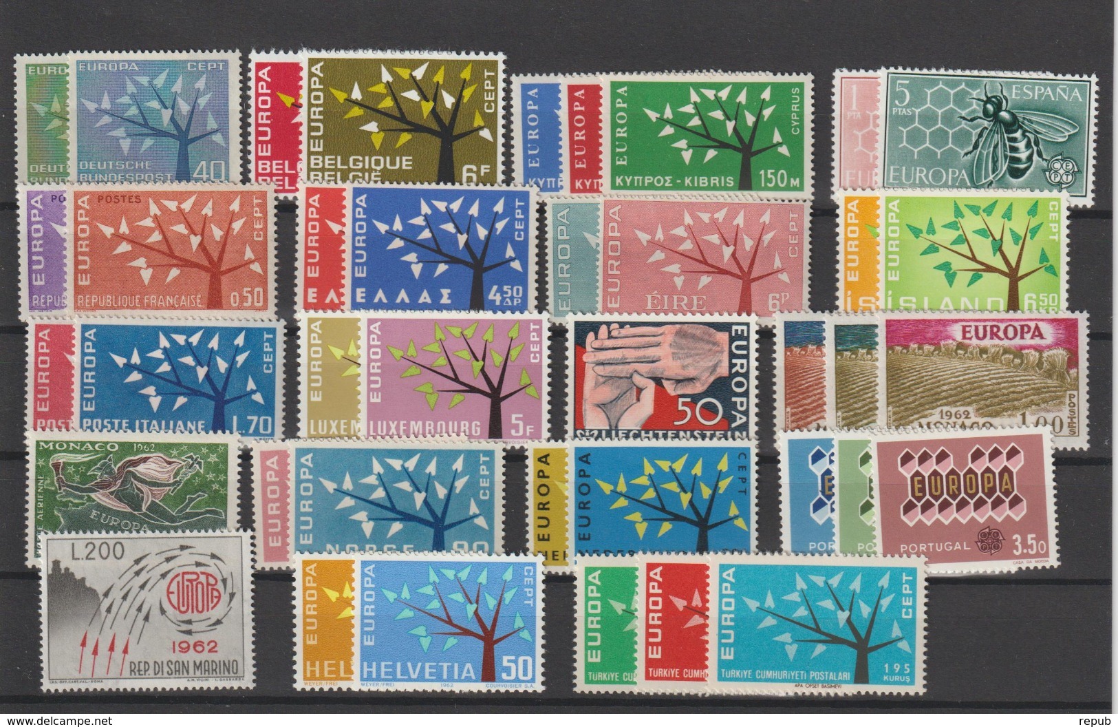 Europa Année Complète 1962 39 Val ** MNH - Annate Complete