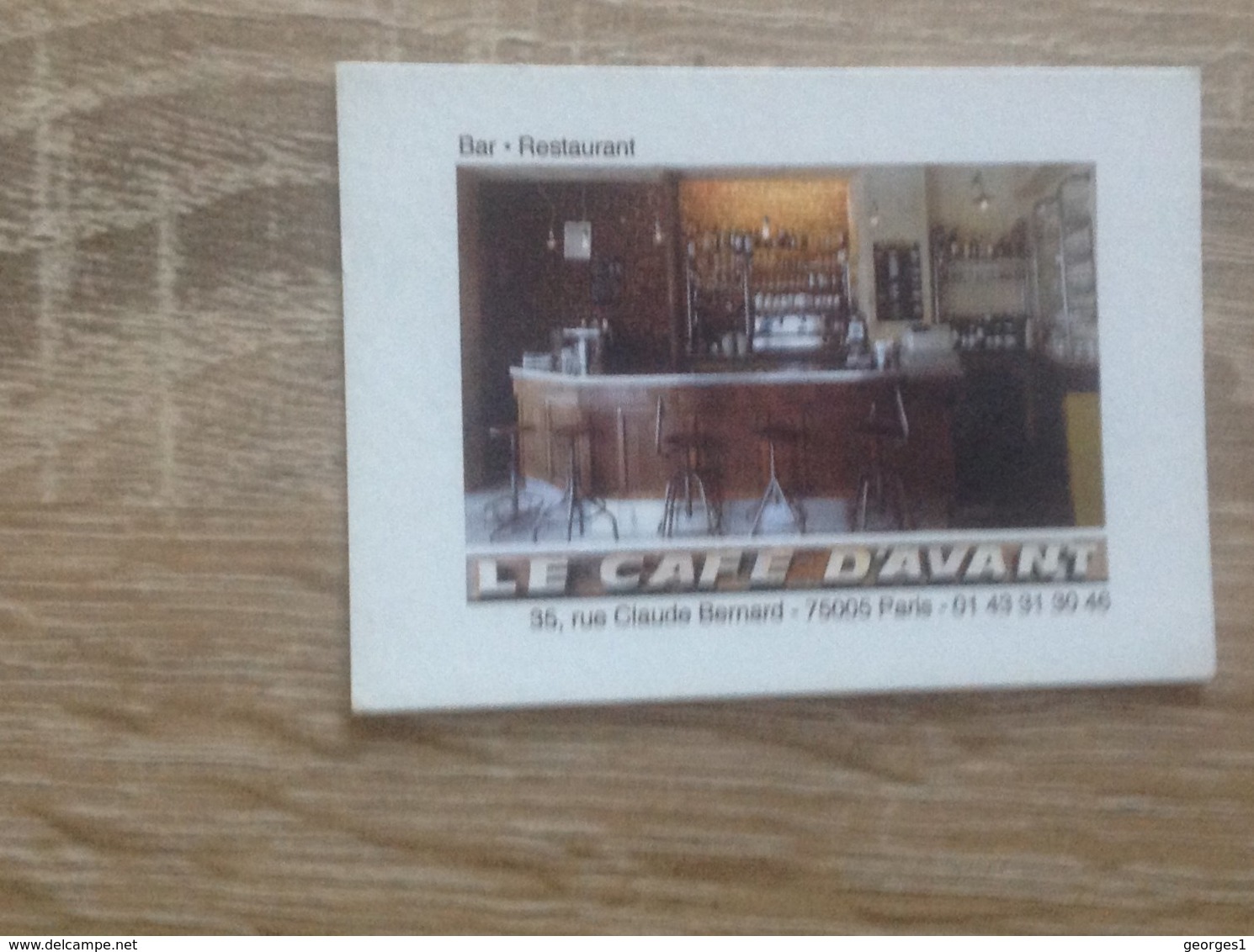 Carte De Visite De Bar Restaurant   Le Café D' Avant   Paris 5eme - Tarjetas De Visita