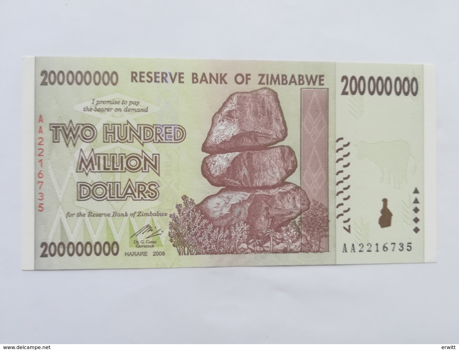 ZIMBABWE 200000000 DOLLARS 2008 - Zimbabwe