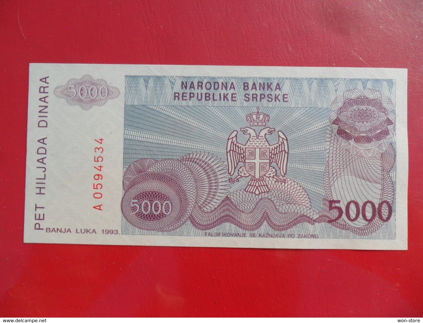 NB Republika Srpska 5000 Dinara 1993, P-152a, Price For 1 Pcs - Bosnië En Herzegovina