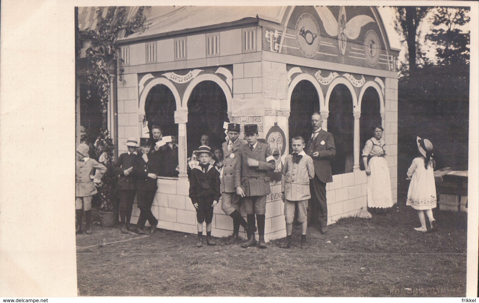 Fotokaart Carte Photo Fotograaf Edmond Jamine Genk 1913 Feest Postkantoor Bureau De Postes Poste Post Facteur Postbode - Genk