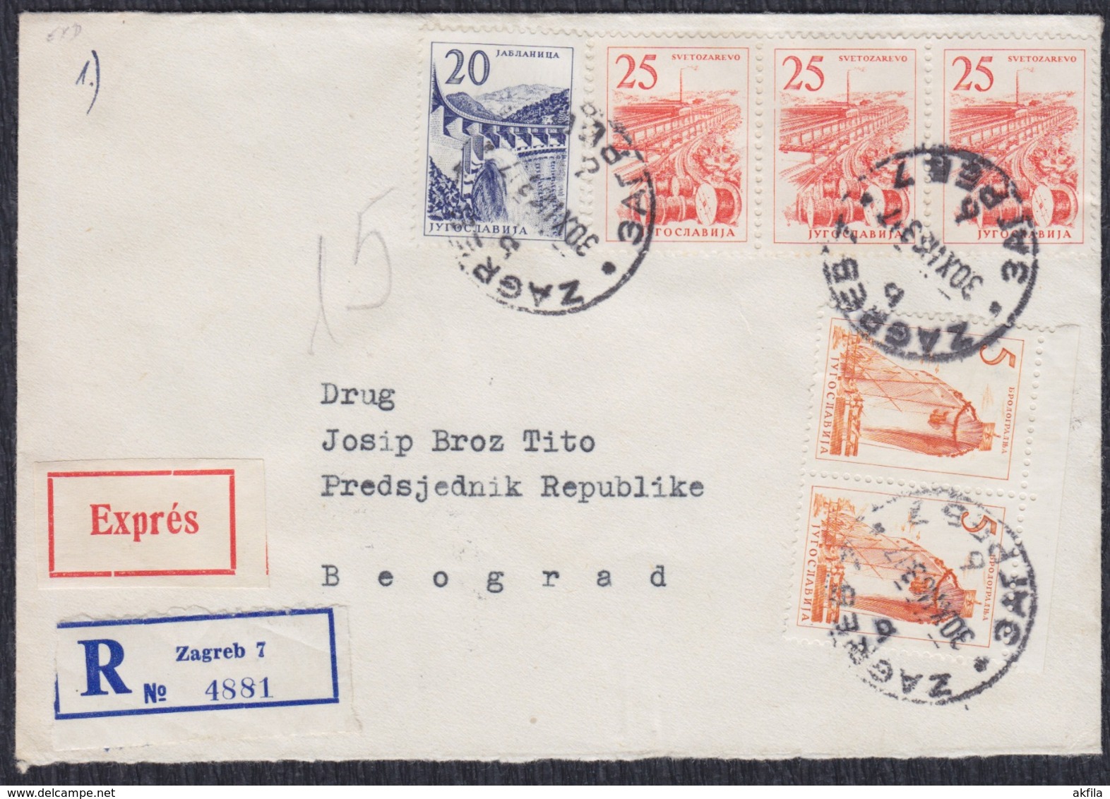 Yugoslavia 1963 Registered Letter Sent To Marshal Josip Broz Tito - Briefe U. Dokumente