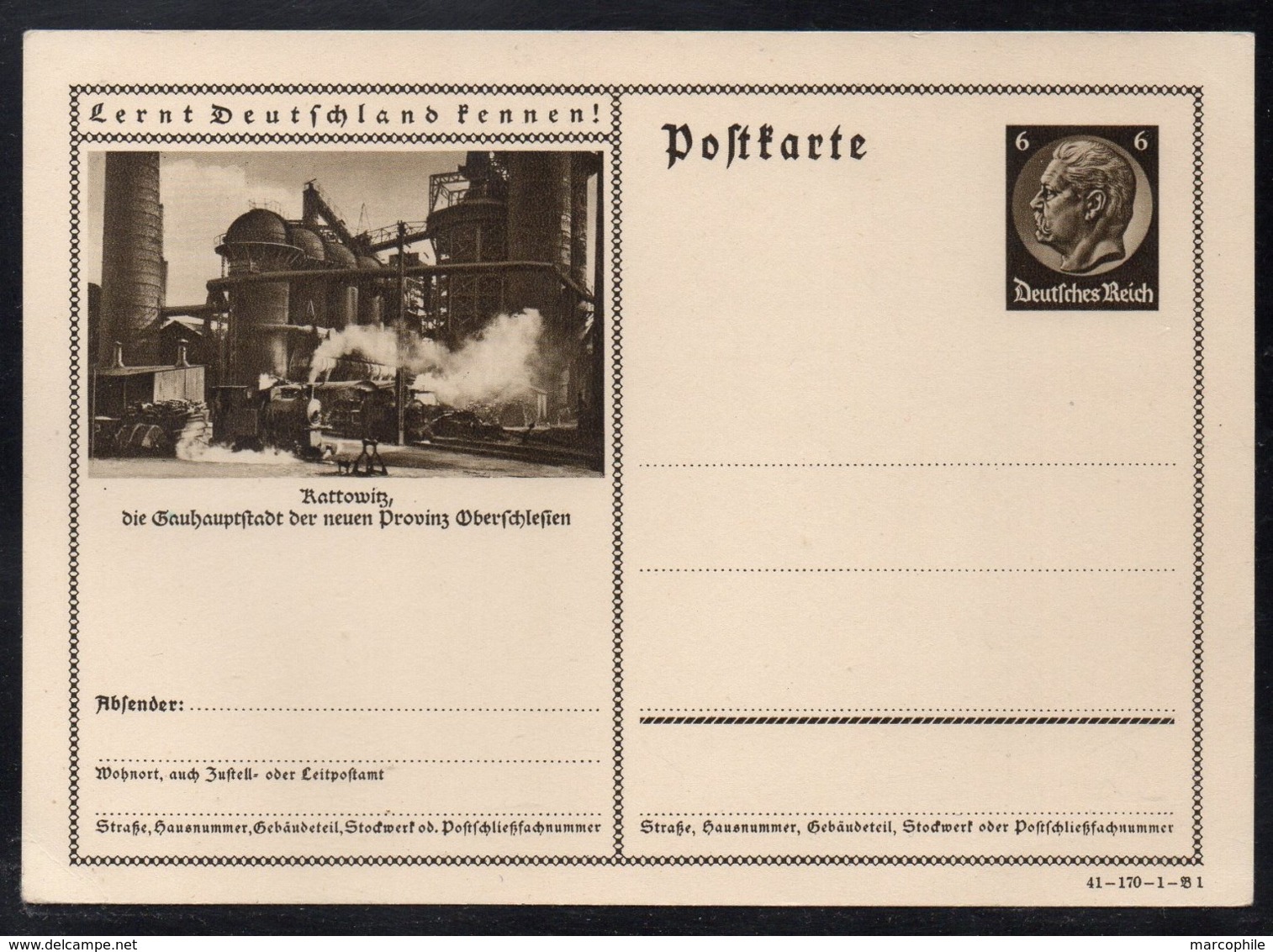 ALLEMAGNE - III REICH - KATTOWITZ /1941 ENTIER POSTAL ILLUSTRE # 41-170-1-B1 "LERNT DEUTSCHLAND KENNEN" (ref 7739h) - Sonstige & Ohne Zuordnung