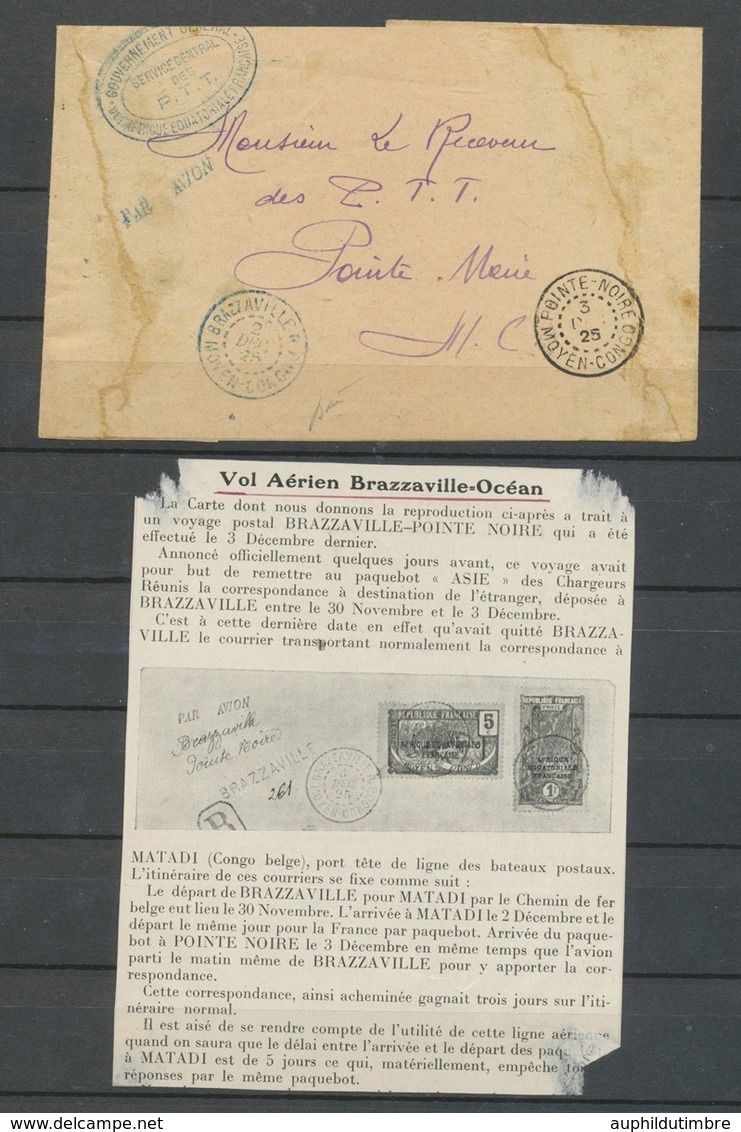 1925 Env. Vol Aérien Brazzaville-Pointe-Noire, TB X4845 - 1960-.... Lettres & Documents