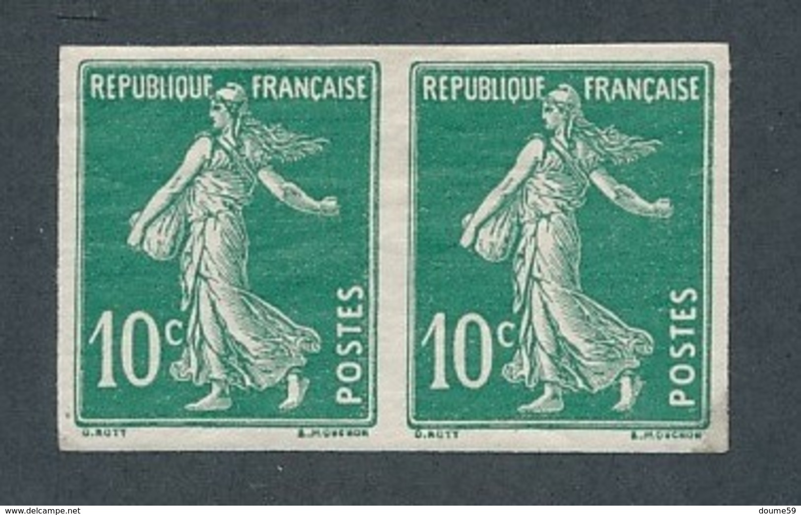 DD-59: FRANCE: Lot Avec N°159f* PAIRE NON DENTELE - 1906-38 Säerin, Untergrund Glatt