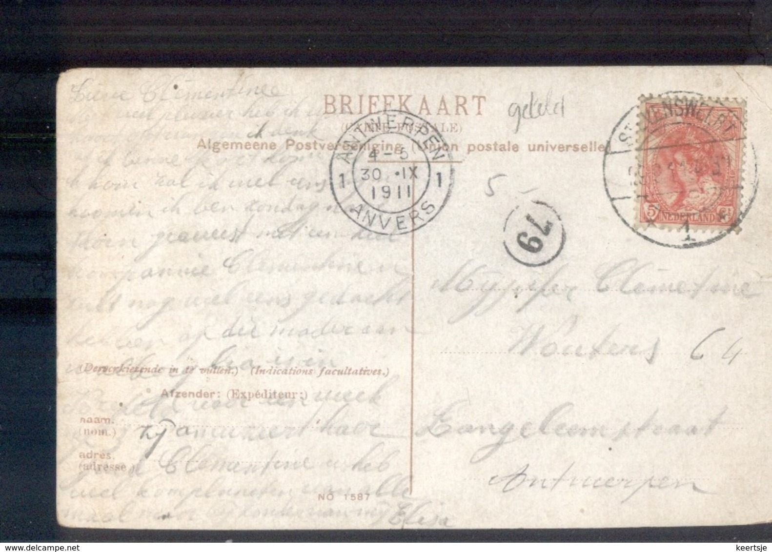 Stevensweert - Langebalk 1 - 1911 - Poststempels/ Marcofilie