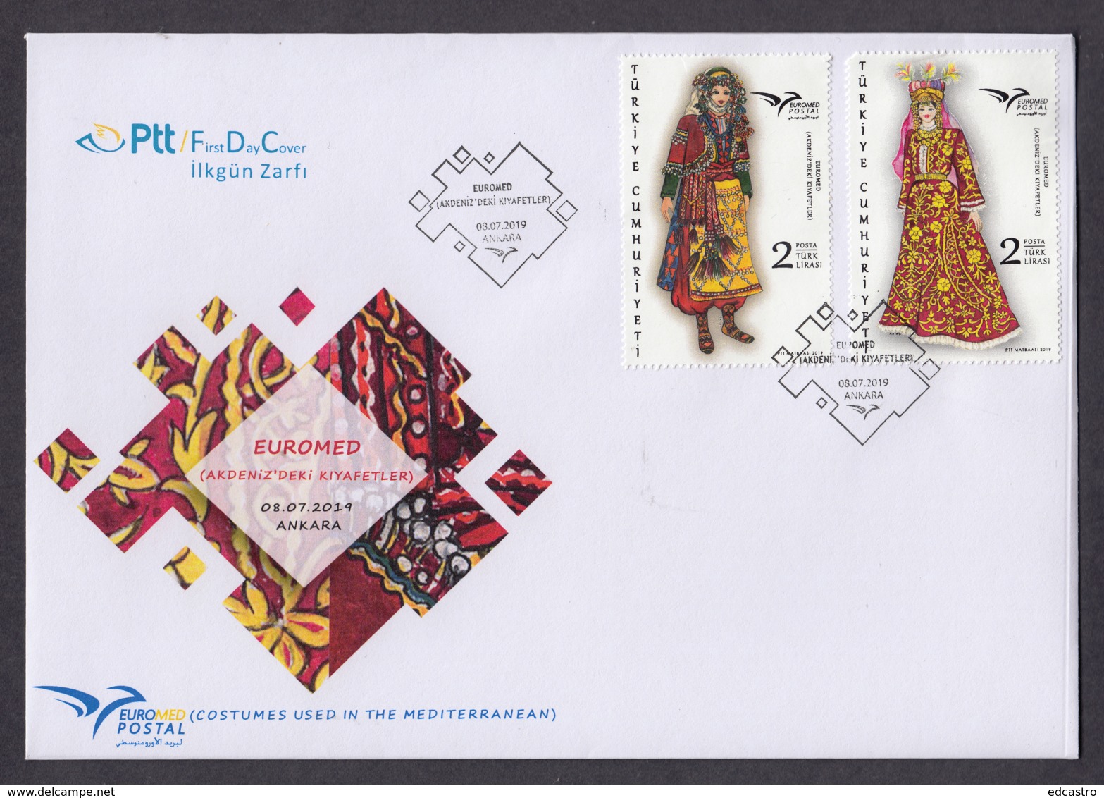 47.- TURKEY 2019 FDC EUROMED   (CLOTHING IN THE MEDITERRANEAN) - Emisiones Comunes