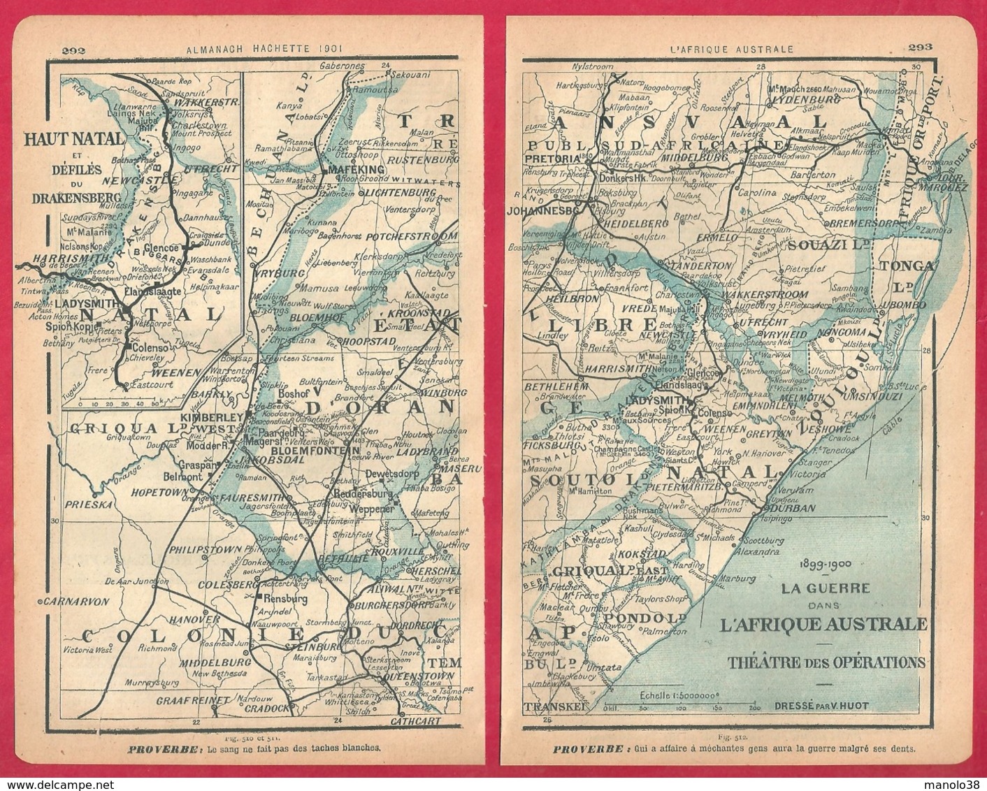 La Guerre Dans L'Afrique Australe. Seconde Guerres Des Boers. Carte De L'Afrique Australe. 1901 - Historical Documents