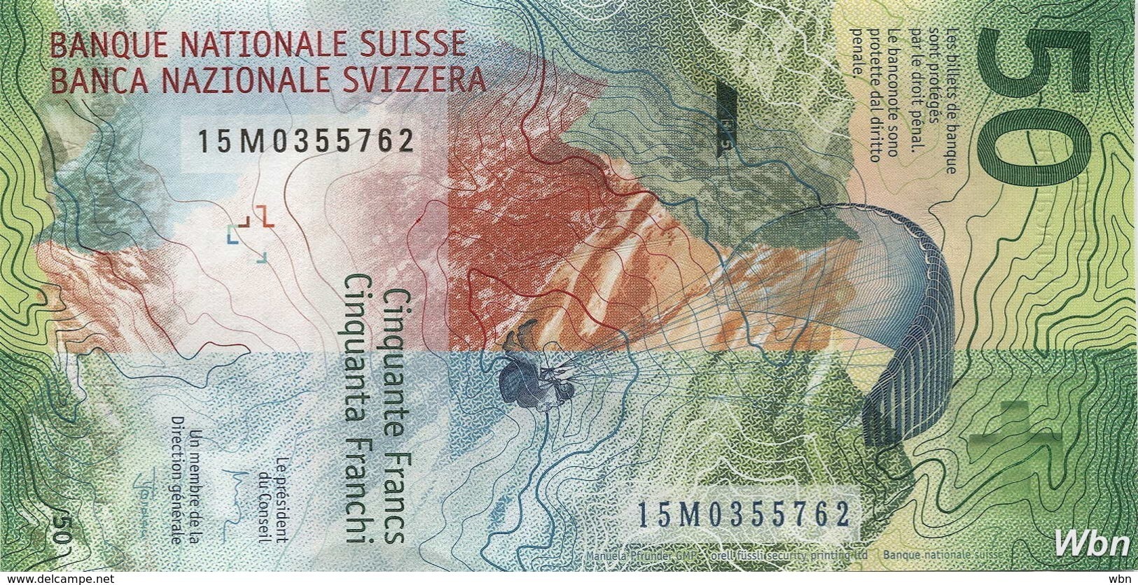 Suisse 50 Francs (P77) 2015a (Pref: M) -UNC- - Suiza