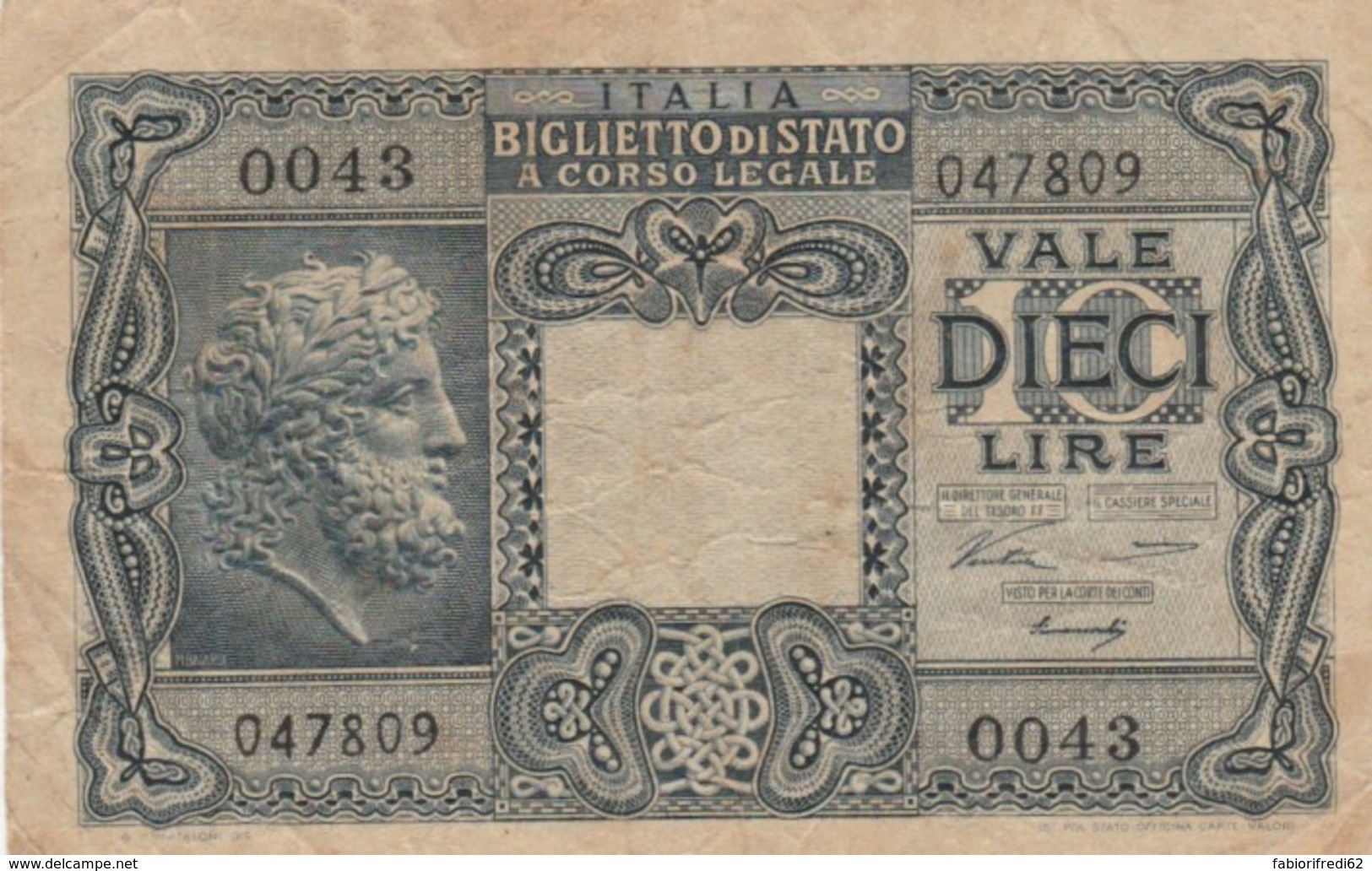 BANCONOTA ITALIA LIRE 10 VF (VX1029 - Italië – 10 Lire