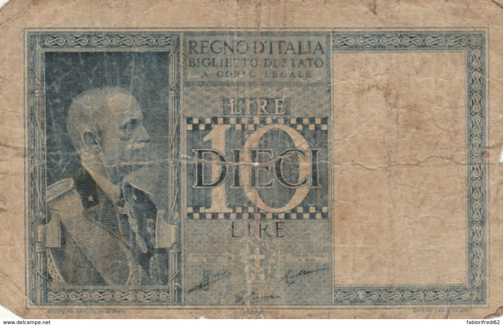 BANCONOTA ITALIA LIRE 10 VF (VX1032 - Regno D'Italia – 10 Lire