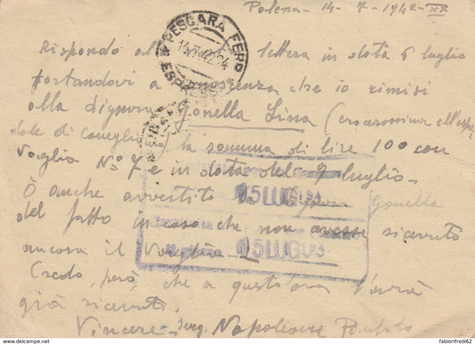 INTERO POSTALE C.30+1,25 ESPRESSO TIMBRO CONEGLIANO TREVISO (VX1416 - Stamped Stationery