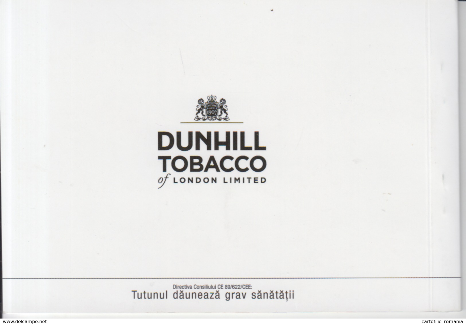 Tobacco - Dunhill London - Advertising - Catalogue For Cigarettes 12 Pages - Documenti