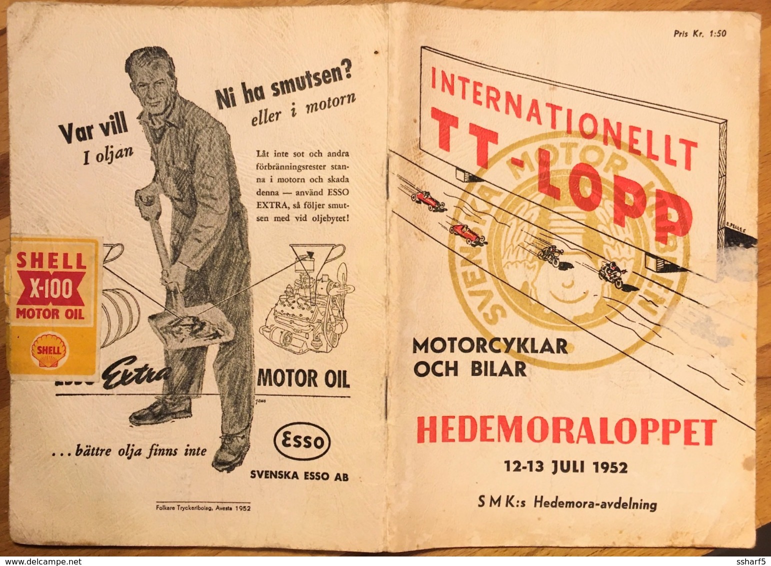 SPEEDWAY + CAR 50 Page Programme HEDEMORA RACE Sweden 1952 With Photos Advertisements + Memorabilia Etc. 140 X 200 Mm - Sonstige & Ohne Zuordnung