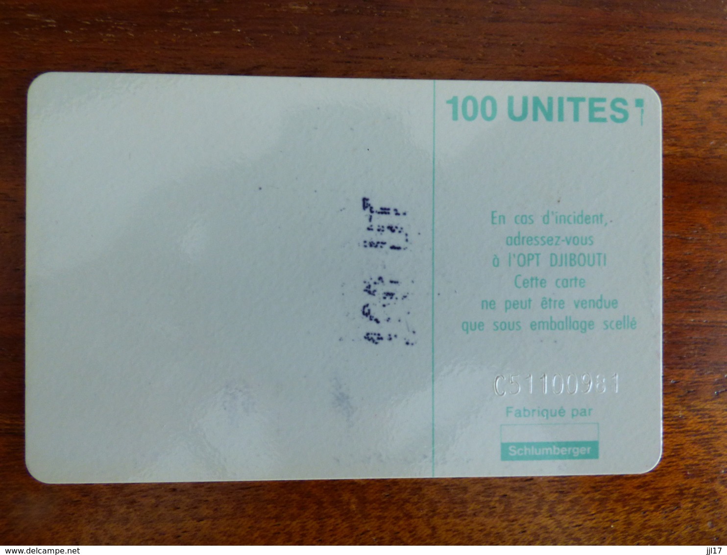 Télécarte De Djibouti - 100U - SC5 ISO - Sans Trou Au Verso - N° C51100981 - Gibuti