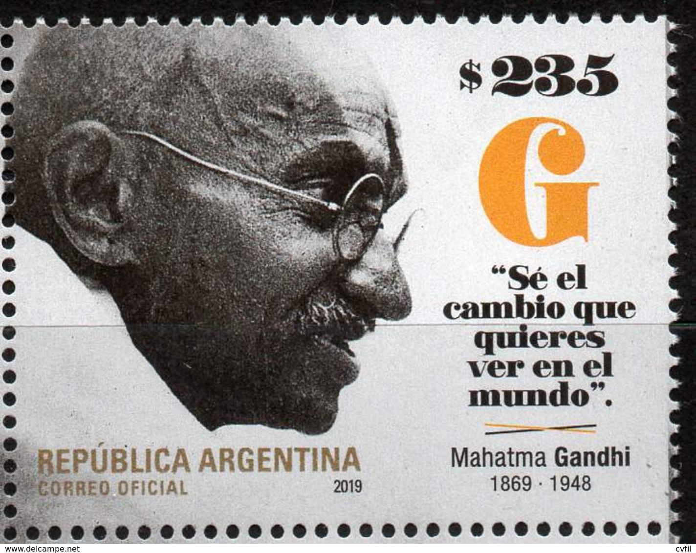 ARGENTINE 2019. Honouring Mahatma Gandhi (1), Mint NH - Nuevos