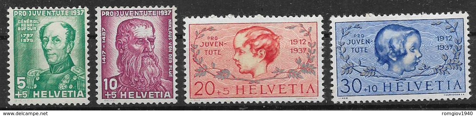 SVIZZERA -1937 - PRO JUVENTUTE - UNIF.303-306  MNH XF - Nuovi