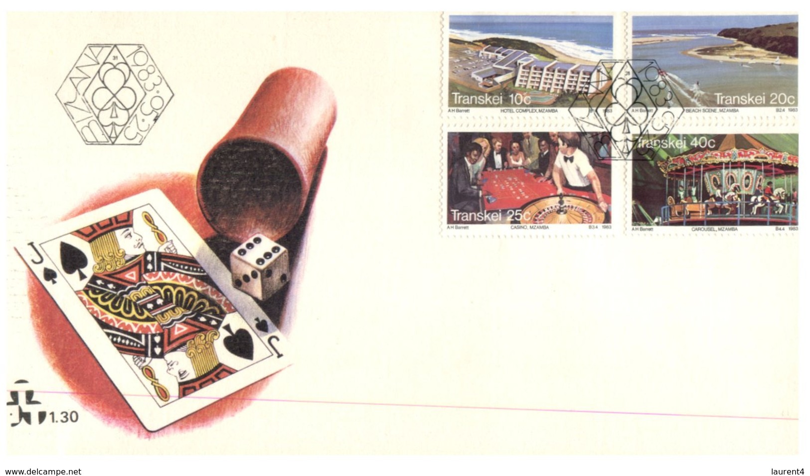 (162) 1983 FDC Cover - Casino - Dice & Playing Card (king) - Unclassified