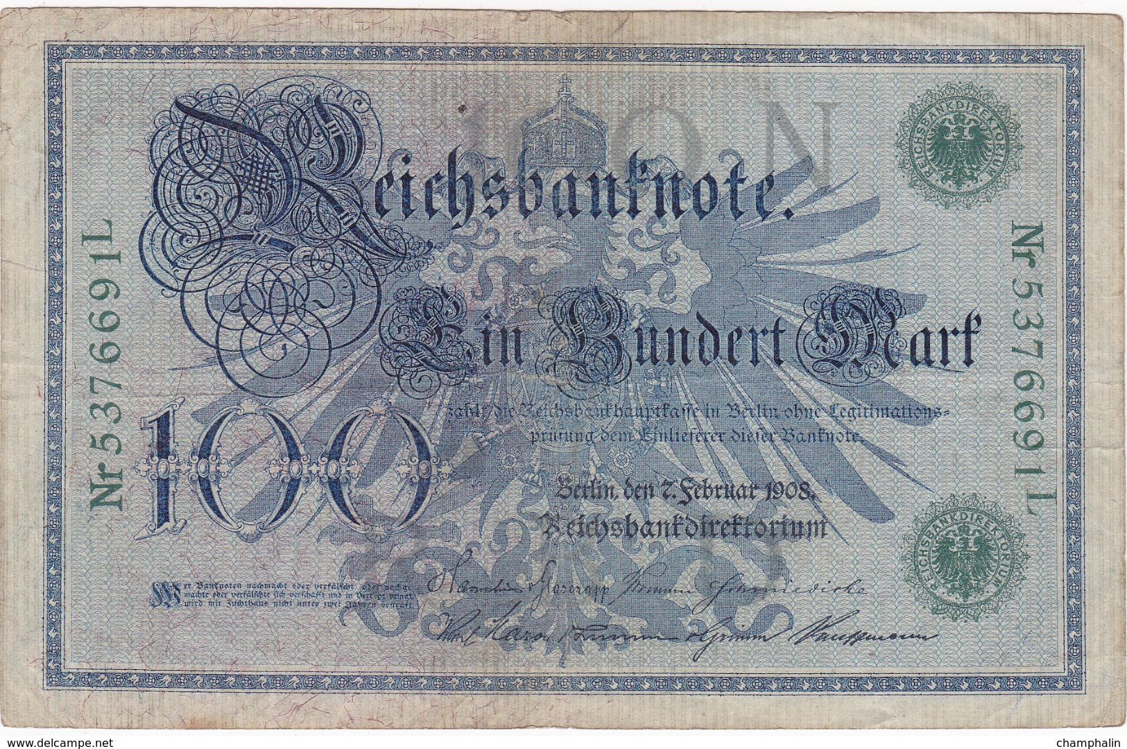 Allemagne - Billet De 100 Mark - 7 Février 1908 - Sceau Vert - 100 Mark