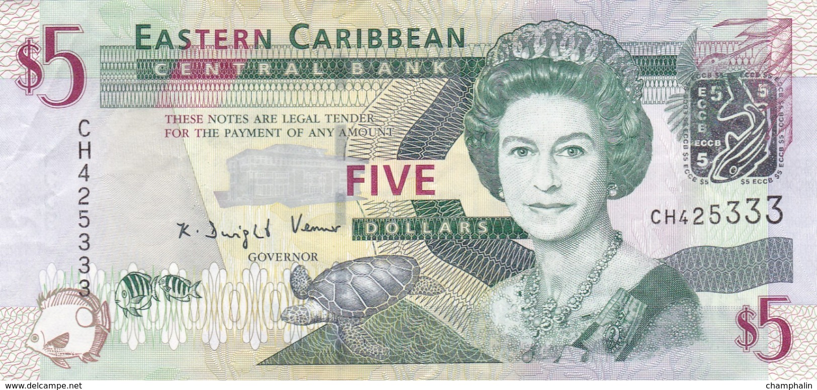Antilles Britanniques - Billet De 5 Dollars - Elizabeth II - Non Daté (2008) - P47a - Caraïbes Orientales