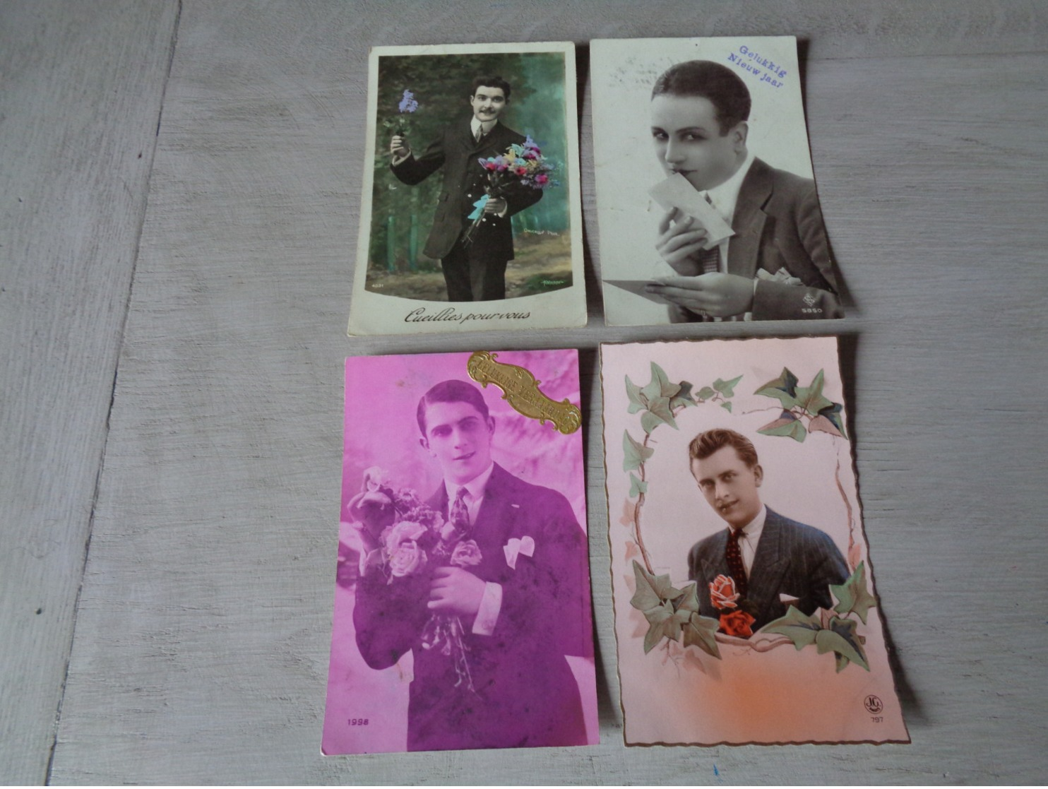 Beau lot de 60 cartes postales de fantaisie  hommes  homme   Mooi lot 60 postkaarten van fantasie mannen man -  60 scans