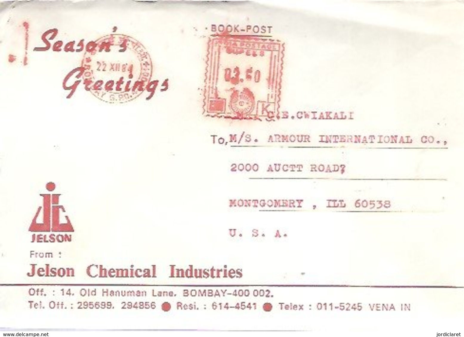 LETTER 1984 INDIA - Química