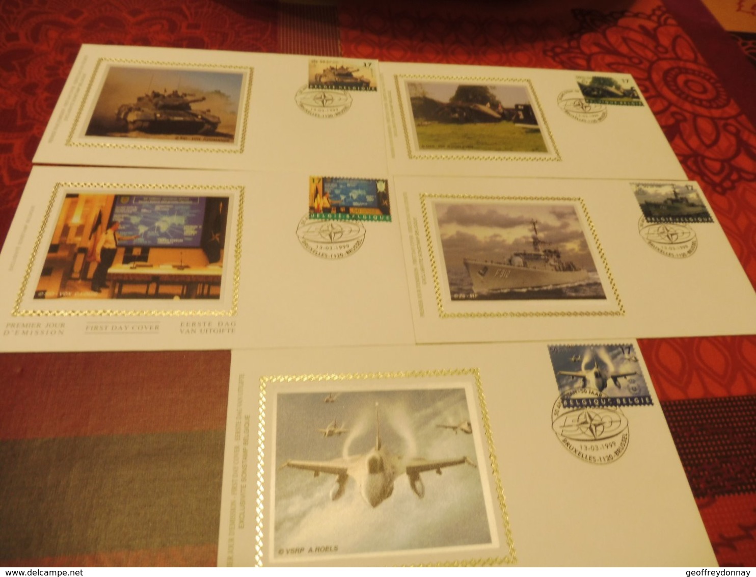 Fdc Sur Soie Belgique Otan 1999 ( Numero 2809/13 ) /  Fdcz/s - 1981-1990