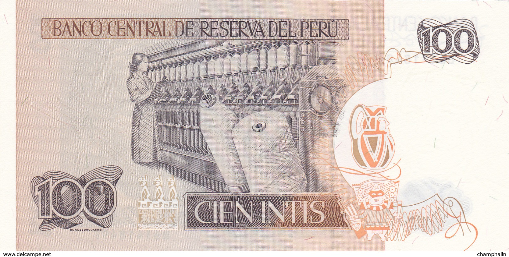 Pérou - Billet De 100 Intis - 26 Juin 1987 - Neuf - Ramon Castilla - P133 - Peru