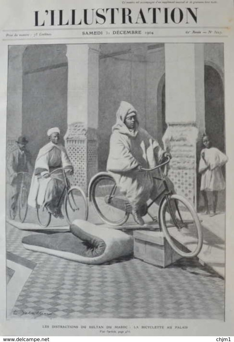 Abd-El-Aziz, Sultan Du Maroc -la Bicyclette Au Palais - Page Originale 1904 - Documents Historiques