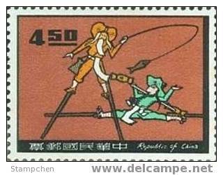 Taiwan 1967 Folklore Stamp Stilt Festival Acrobat Fishing Sport Fish - Unused Stamps