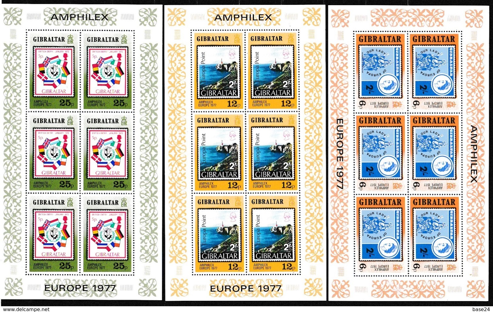 1977 Gibilterra Gibraltar EUROPA CEPT EUROPE 6 Serie Di 3v. MNH** In Minifoglio 3 Minisheets - 1977