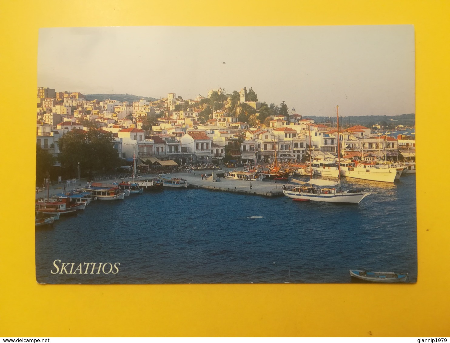 CARTOLINA POSTCARD GRECIA GREECE 1996 SKIATHOS PORTO BOLLO APOLLO MITOLOGIA CASTELLI - Grecia