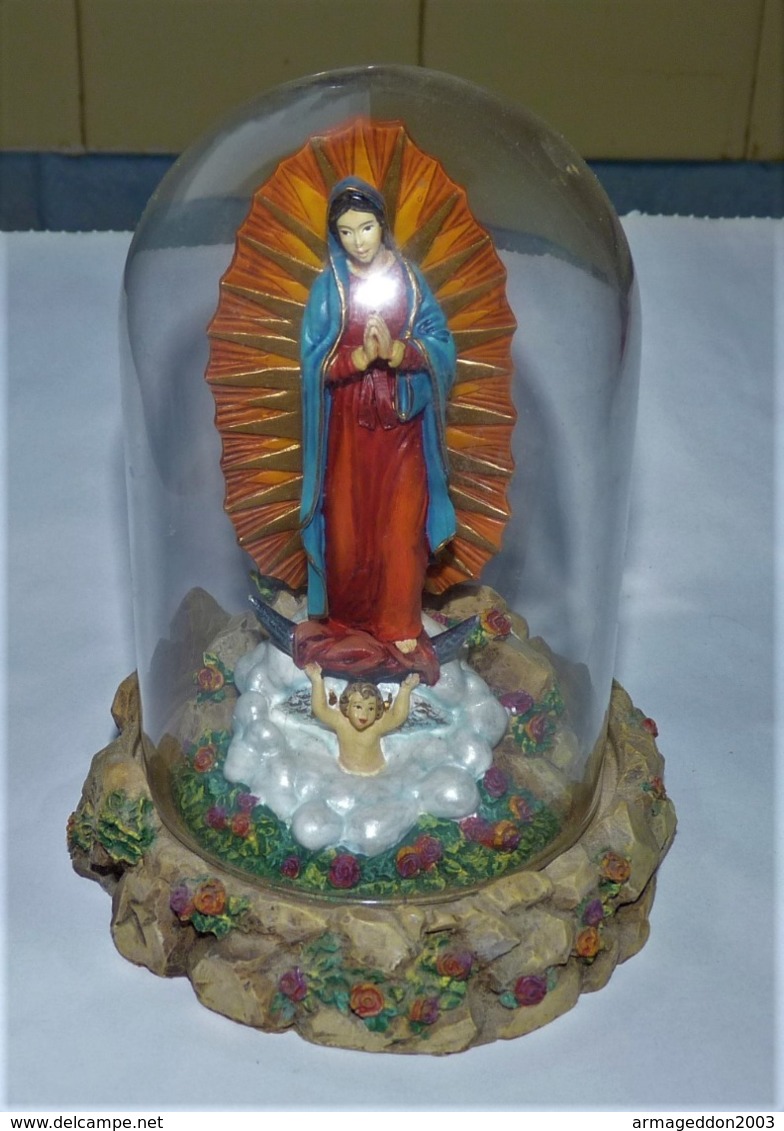 THE FRANKLIN LINT OUR LADY OF GUADALUPE STATUE RÉSINE SOUS CLOCHE EN VERRE TBE - Altri & Non Classificati