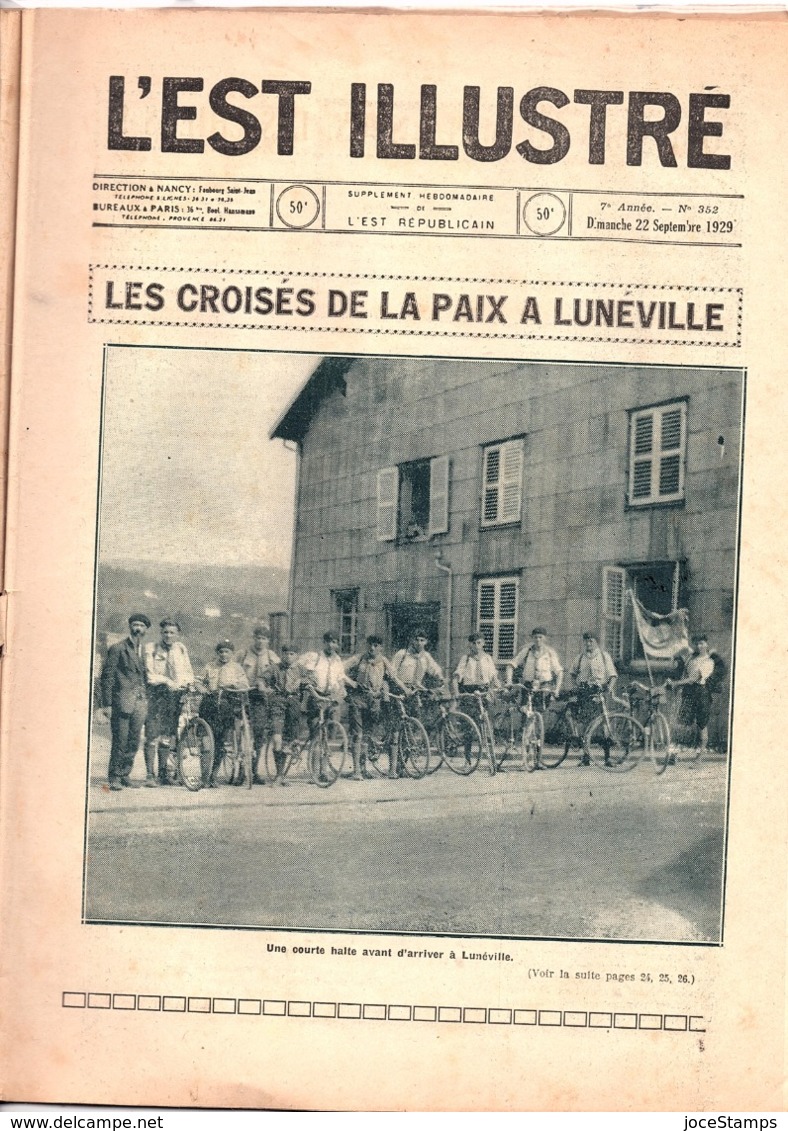 L'est Illustré Journal Complet Du 22 Septembre 1929. 1 De Couverture  Les Croisés De La Paix A Lunéville - Collections