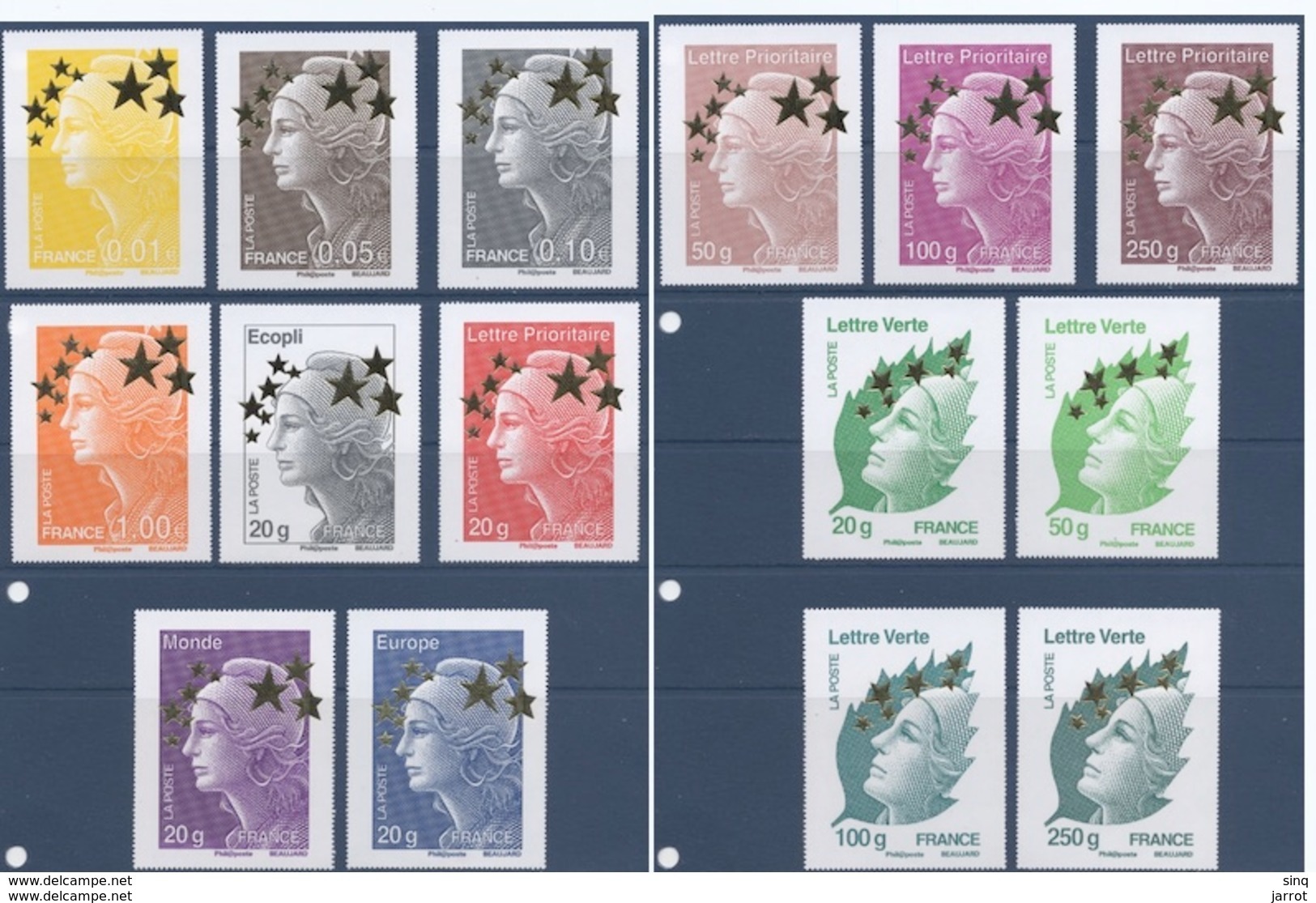 Serie Maxi Marianne Aux Etoiles D'or 4662 A Et Suivants ** MNH - Unused Stamps