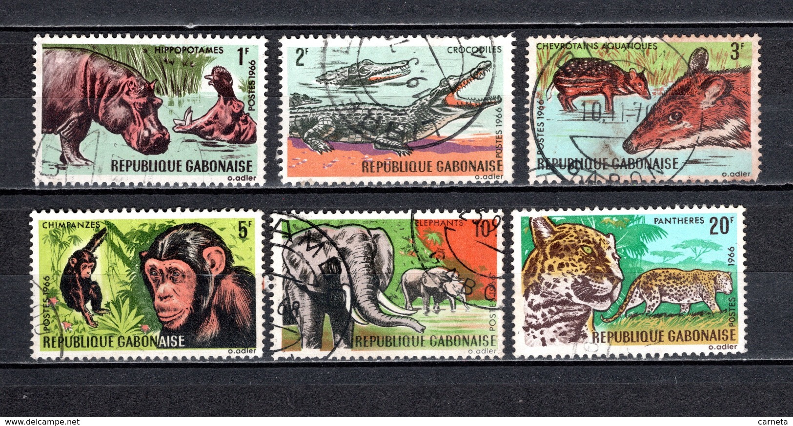 GABON  N° 202 à 207   OBLITERES  COTE 2.00€   ANIMAUX - Gabon (1960-...)