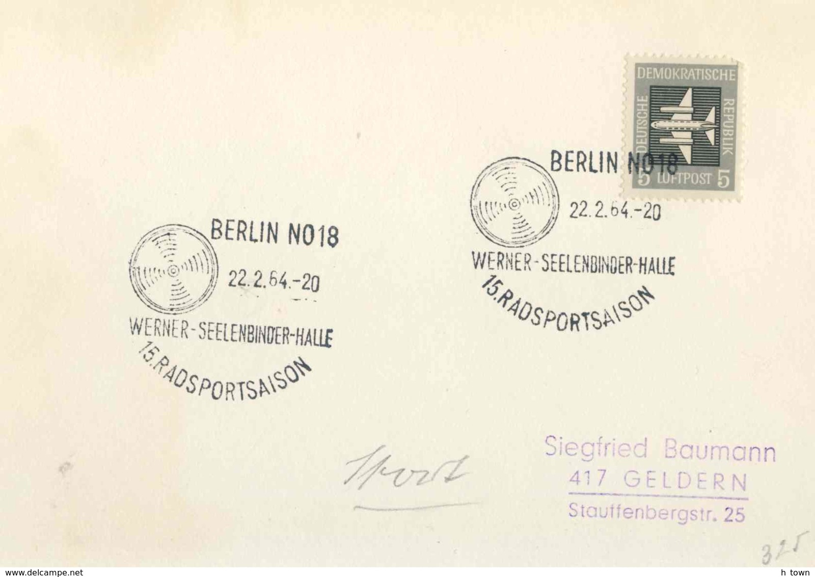 7219  Cyclisme: Oblit. Temp. D'Allemagne, 1964 -  Cycling Race Pictorial Cancel From Berlin, Germany - Cycling