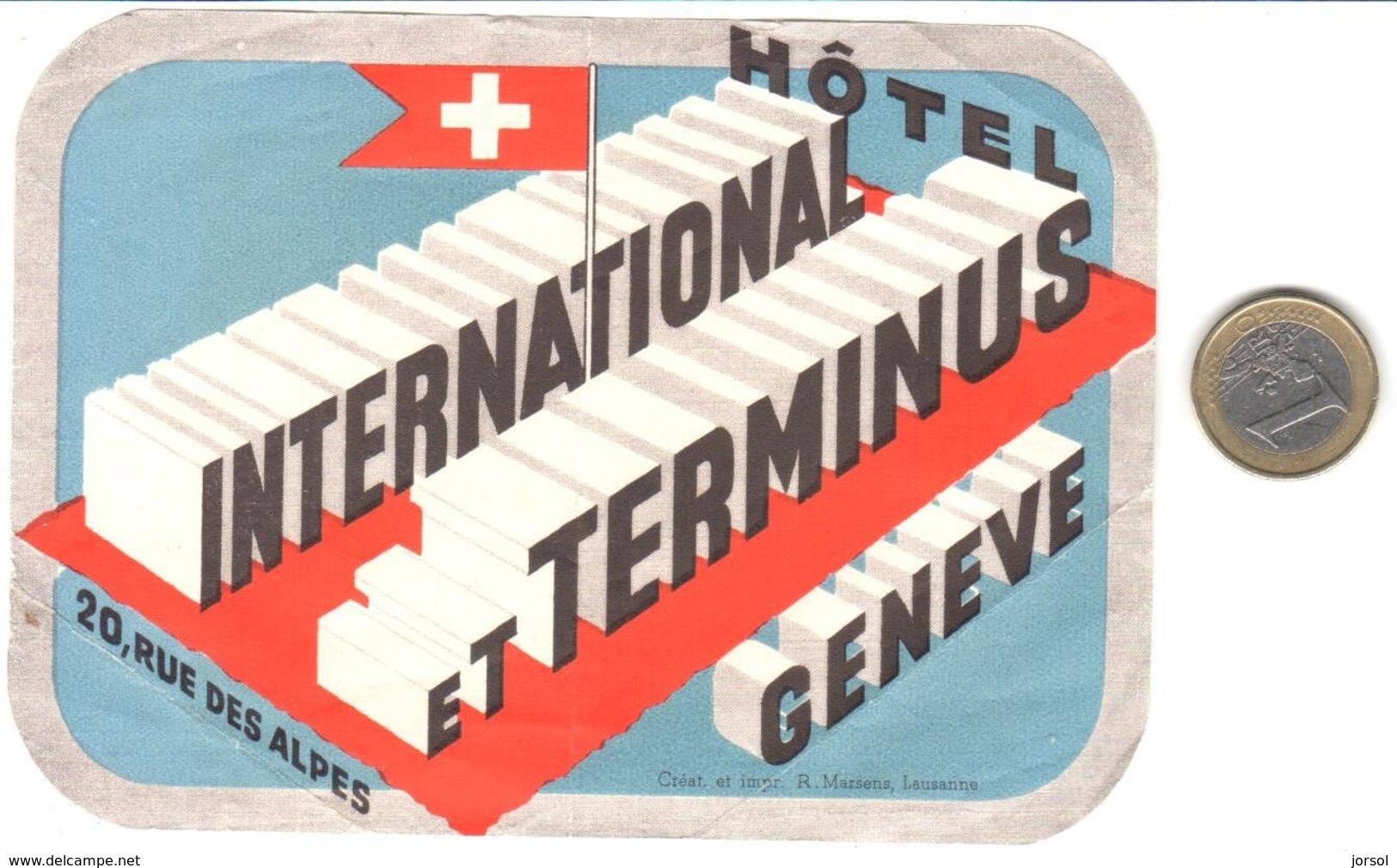 ETIQUETA DE HOTEL  - HOTEL INTERNATIONAL ET TERMINUS  -GENEVE  -SUIZA - Etiquetas De Hotel