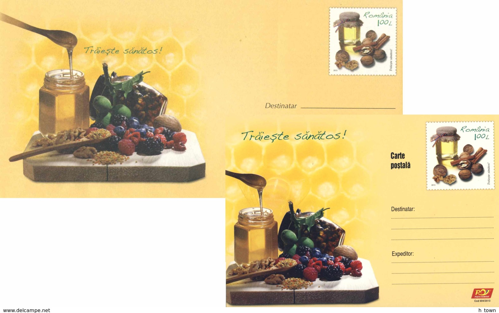 7189  Miel Gaufre, Noix: PAP+c.p. 2013 - Honey, Nuts: Stationery Cover+Postcard. Honeycomb Beekeeping Apiculture Abeille - Abejas