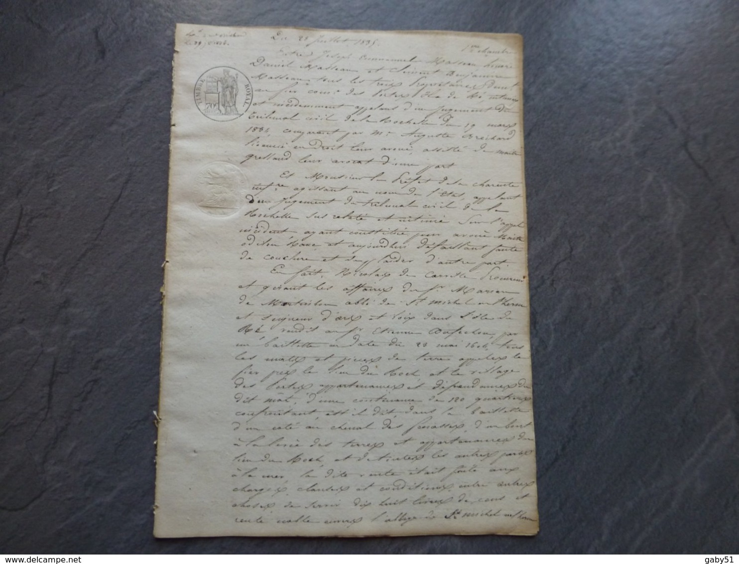 17 Ile De Ré Fier D'Ars 1835, Procès Propriété Village Des Mâts, Corps De Garde, Etc. Masseau Vs Abbé  858 ; PAP09 - Documents Historiques