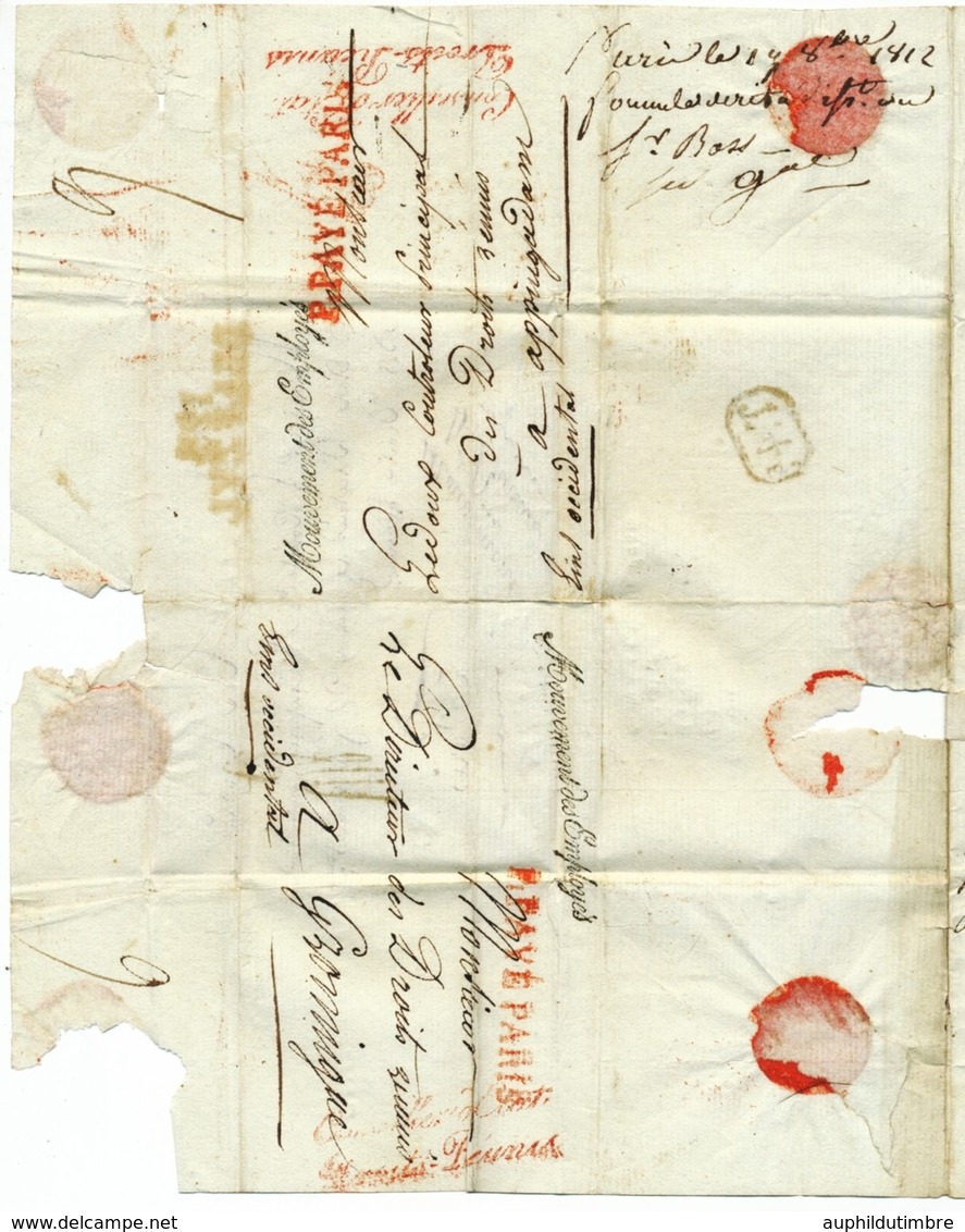 1812 Lettre Département Conquis 123/DELFZYL, Rouge + Paraphe De Franchise X4747 - 1792-1815: Conquered Departments