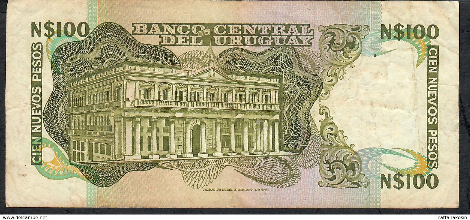 URUGUAY P62c 100 N.P. (1986) Serie F Signature 19a VF NO P.h. - Uruguay