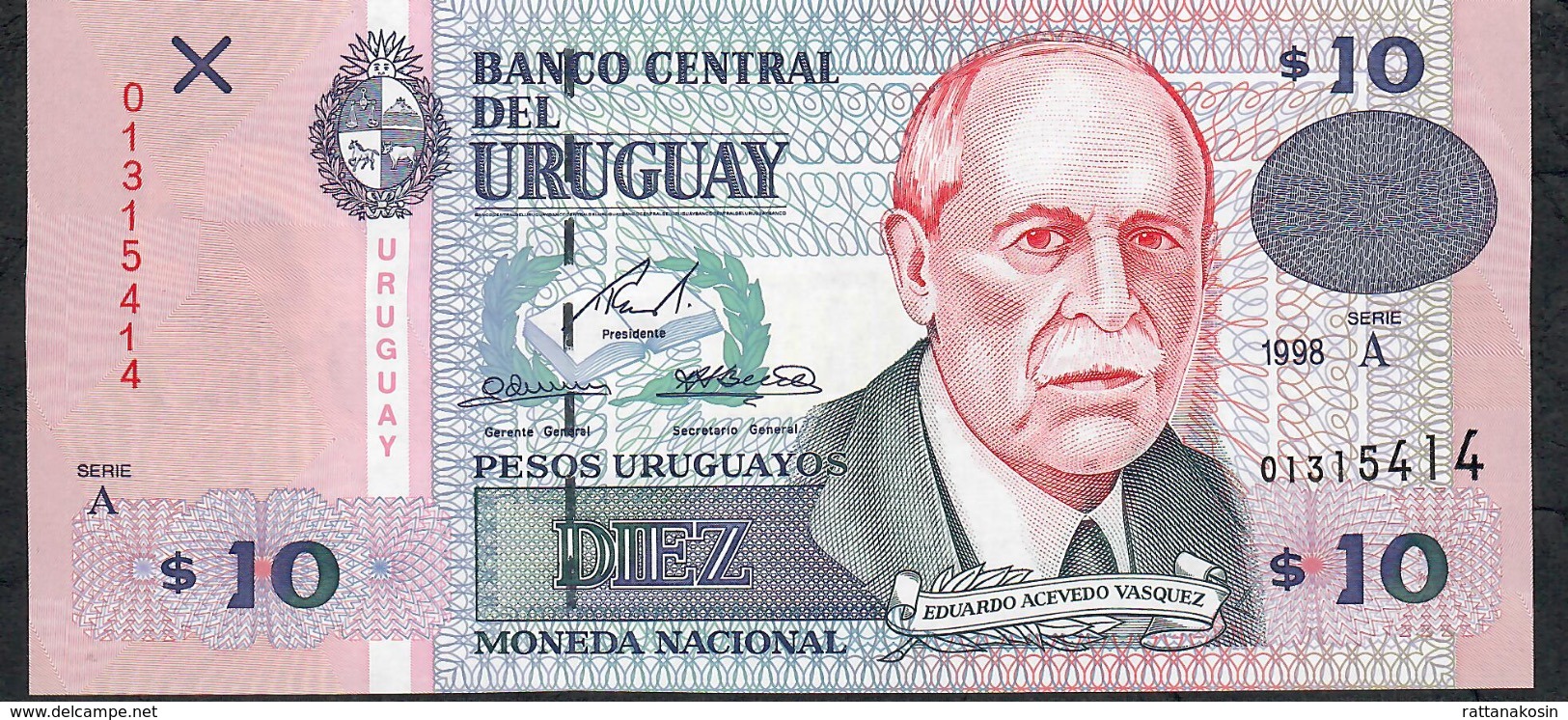 URUGUAY P81 10 PESOS URUGUAYOS 1998  Serie A      AU-UNC. - Uruguay