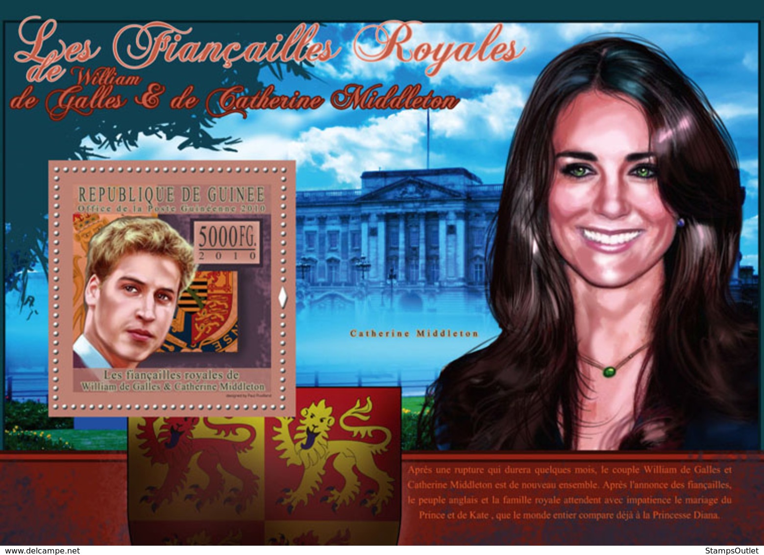 Guinea 2010 MNH - The Royal Engagement - Prince William & Kate Middleton (Buckingham Palace). YT 1217, Mi 7978 - Guinea (1958-...)