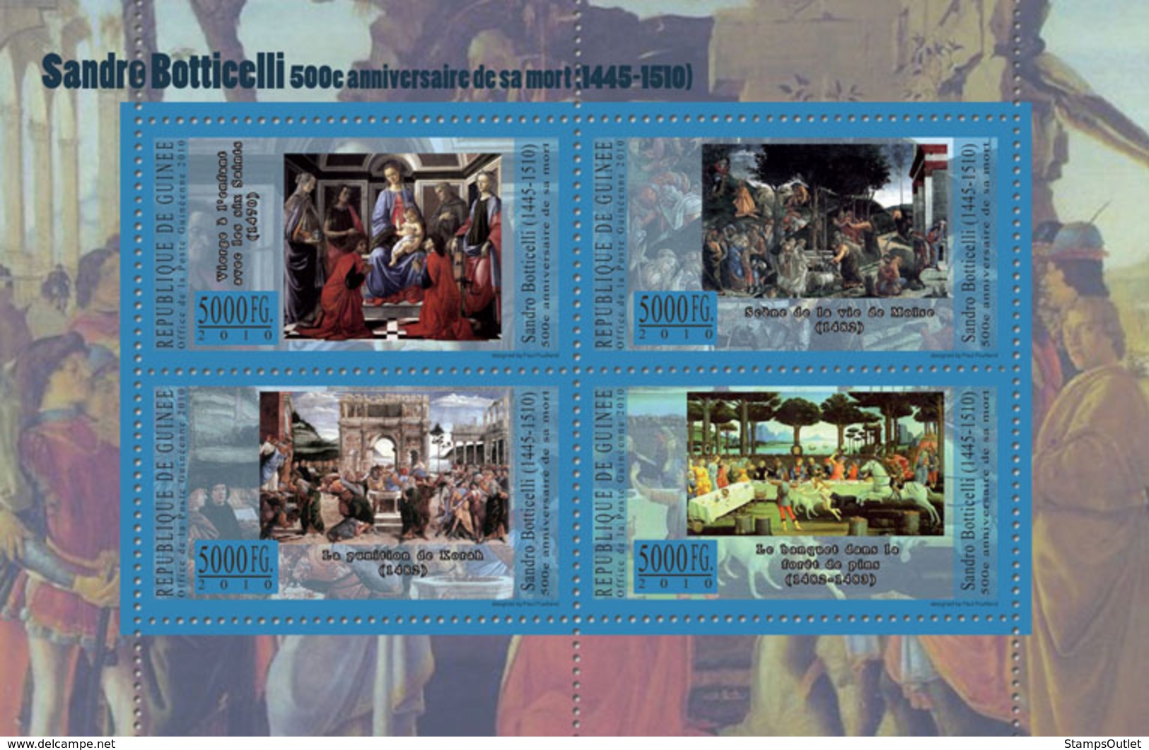 Guinea 2010 MNH - 400th Anniversary Of Death Sandro Botticeli (1445-1510). YT 5360-5363, Mi 7942-7945 - Guinea (1958-...)